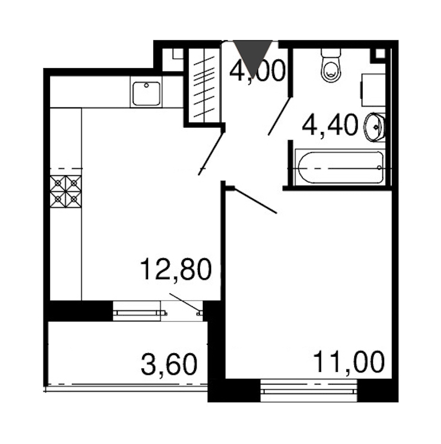 Однокомнатная квартира в : площадь 32.2 м2 , этаж: 2 – купить в Санкт-Петербурге